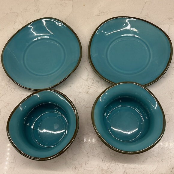 Southern Living at Home Tuscan Set of 2 Tidbit Bowls Saucers Robin’s Egg Blue - Picture 3 of 4